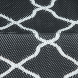 Outsunny Reversible Waterproof Outdoor Rug with Carry Bag, 182 x 274 cm, Black