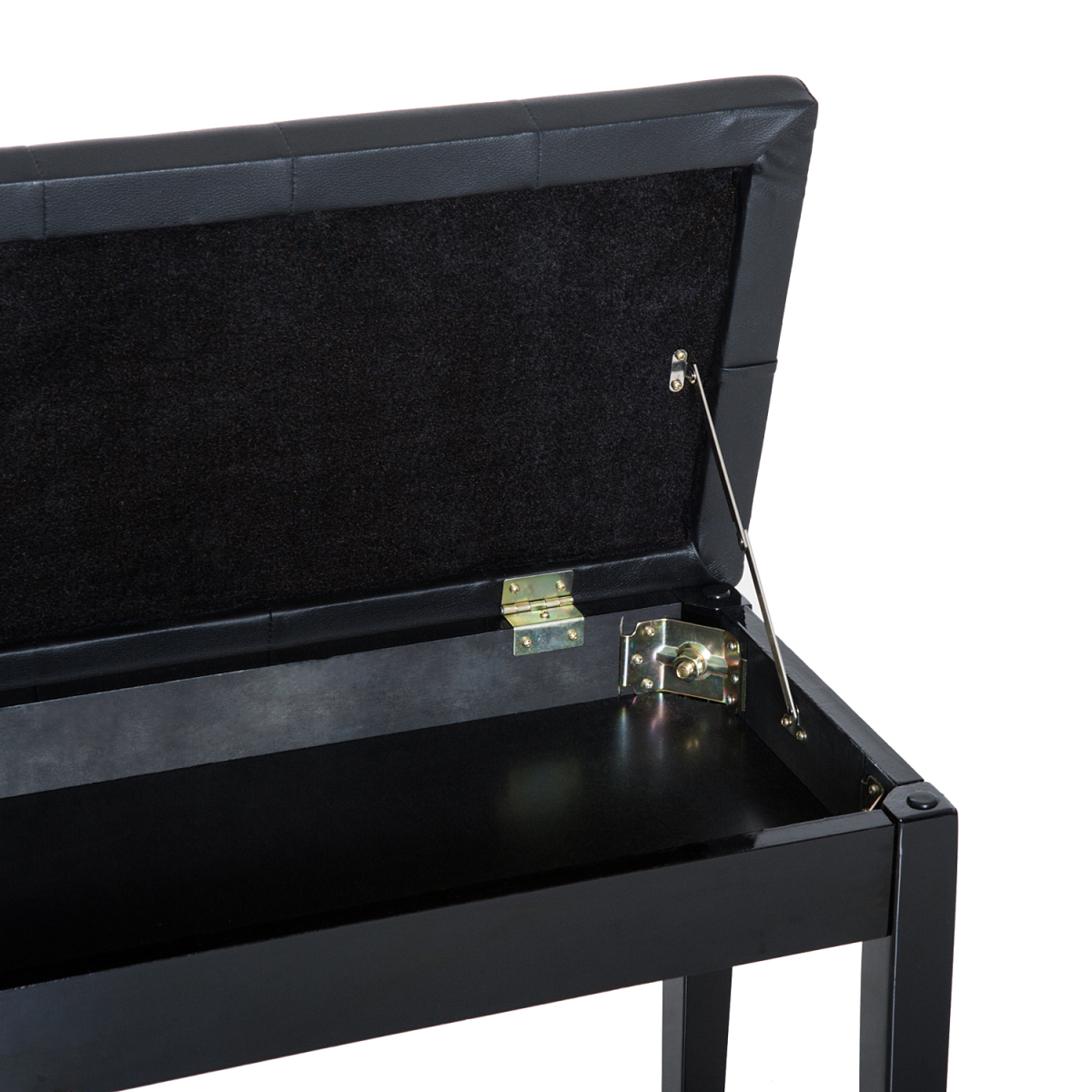 HOMCOM Duet Piano Stool with Storage & Tufted Faux Leather Seat – Solid Wood Keyboard Bench, Black