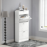 HOMCOM Shoe Cabinet with 4 Drawers for 18 Pairs, Adjustable Shelf & Anti-Tipping Straps – Black