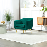 HOMCOM Shell-Back Flocked Fabric Accent Armchair with Metal Legs – Padded Seat, Adjustable Feet