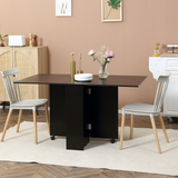 HOMCOM Rolling Drop Leaf Folding Kitchen Table with Open Shelves & Wheels – Space-Saving Dining Cart