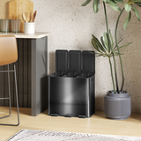 HOMCOM 3 x 15L Triple Recycling Pedal Bin with Removable Buckets – Stainless Steel Finish Kitchen Bin, Black