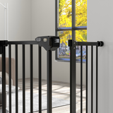 PawHut Adjustable Metal Pet Safety Gate with Extension & Auto-Close Door – Doorway & Stair Barrier, Black