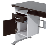 HOMCOM Computer Desk with Sliding Keyboard Tray, Storage Drawers & CPU Stand – Home Office, Walnut