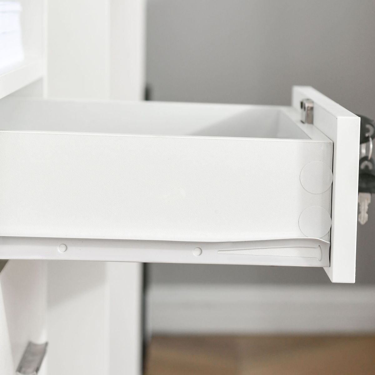 Vinsetto Mobile File Cabinet with Lockable Drawer, 5 Wheels & Open Shelf – Home Office Storage, White
