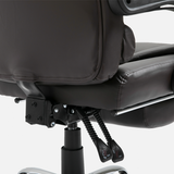 High Back Executive Reclining Office Chair with Retractable Footrest & Lumbar Support – PU Leather Home Office Chair, Brown