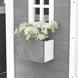 Outsunny Wooden Wendy House for Kids with Floor, Windows & Plant Box – Garden Playhouse, Grey