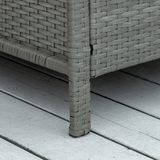 Outsunny Rattan Bistro Set with Glass-Top Table and Cushioned Chairs – Patio Furniture, Grey and Cream White