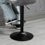 HOMCOM Set of 2 Retro Microfibre Tub Bar Stools with Footrest and Metal Frame – Grey