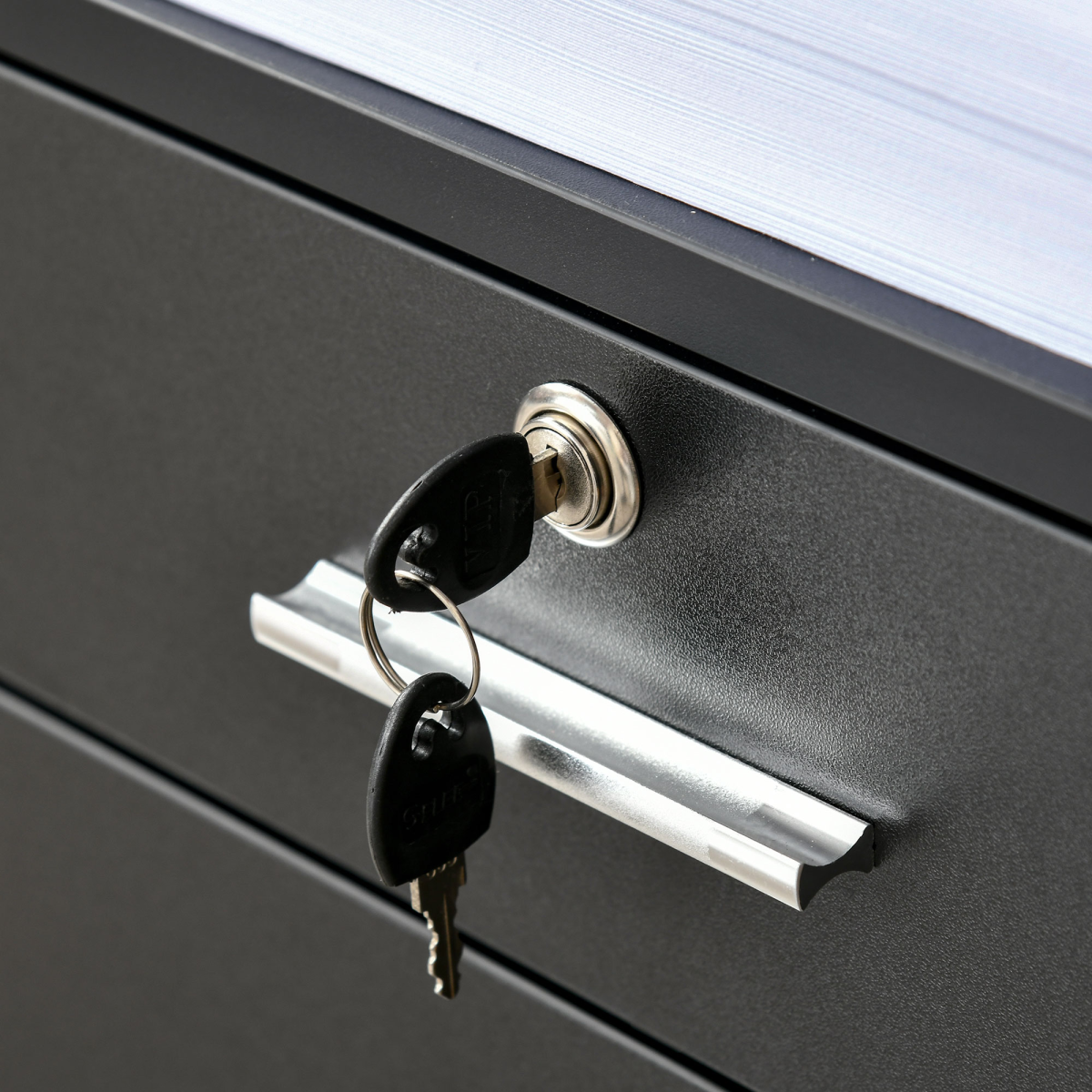 Vinsetto Mobile Lockable File Cabinet with Open Shelf & 5 Wheels – Home Office Storage, Black