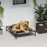 Pawhut Elevated Dog Bed with Breathable Oxford Fabric & Storage Bag – Portable Raised Pet Cot, Brown