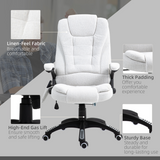 Vinsetto Reclining Office Chair with Heated Massage Points and Remote – Linen-Look Computer Chair, Cream White