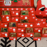 HOMCOM Advent Calendar with 24 Fillable Drawers – Santa Sleigh Christmas Countdown Calendar, Red