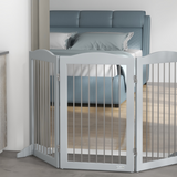 PawHut Foldable Dog Gate with Two Support Feet – Freestanding Pet Barrier for Doorways & Stairs, Grey