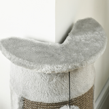 PawHut 58cm Corner Wall-Mounted Cat Scratching Post with Plush Platform, Sisal Rope & Toy Balls, Grey