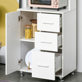 HOMCOM Kitchen Buffet with 2 Cabinets, 3 Drawers and Microwave Rack – 60x40x150cm Storage Cupboard, White