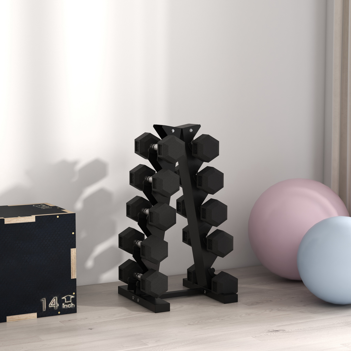 SPORTNOW Five-Tier Dumbbell Rack Weight Tree with Non-Slip Feet – Steel Storage Stand for Home Gym