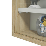 HOMCOM 5-Tier Wall Display Cabinet with Adjustable Shelves & Sliding Glass Doors – Space-Saving, Natural