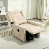 HOMCOM Power Lift Wingback Recliner Armchair, Button Tufted with 150° Recline – Riser Chair, Beige
