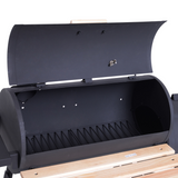 Outsunny Charcoal BBQ Grill with Offset Smoker, Lid Thermometer, Shelves & Wheels – Portable Steel Garden Barbecue
