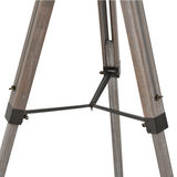 HOMCOM Pine Wood Tripod Floor Lamp with Spotlight Shade, Height Adjustable – Industrial Style, Brown