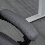 HOMCOM Executive Reclining Office Chair with Headrest & Retractable Footrest – Dark Grey Linen-Look