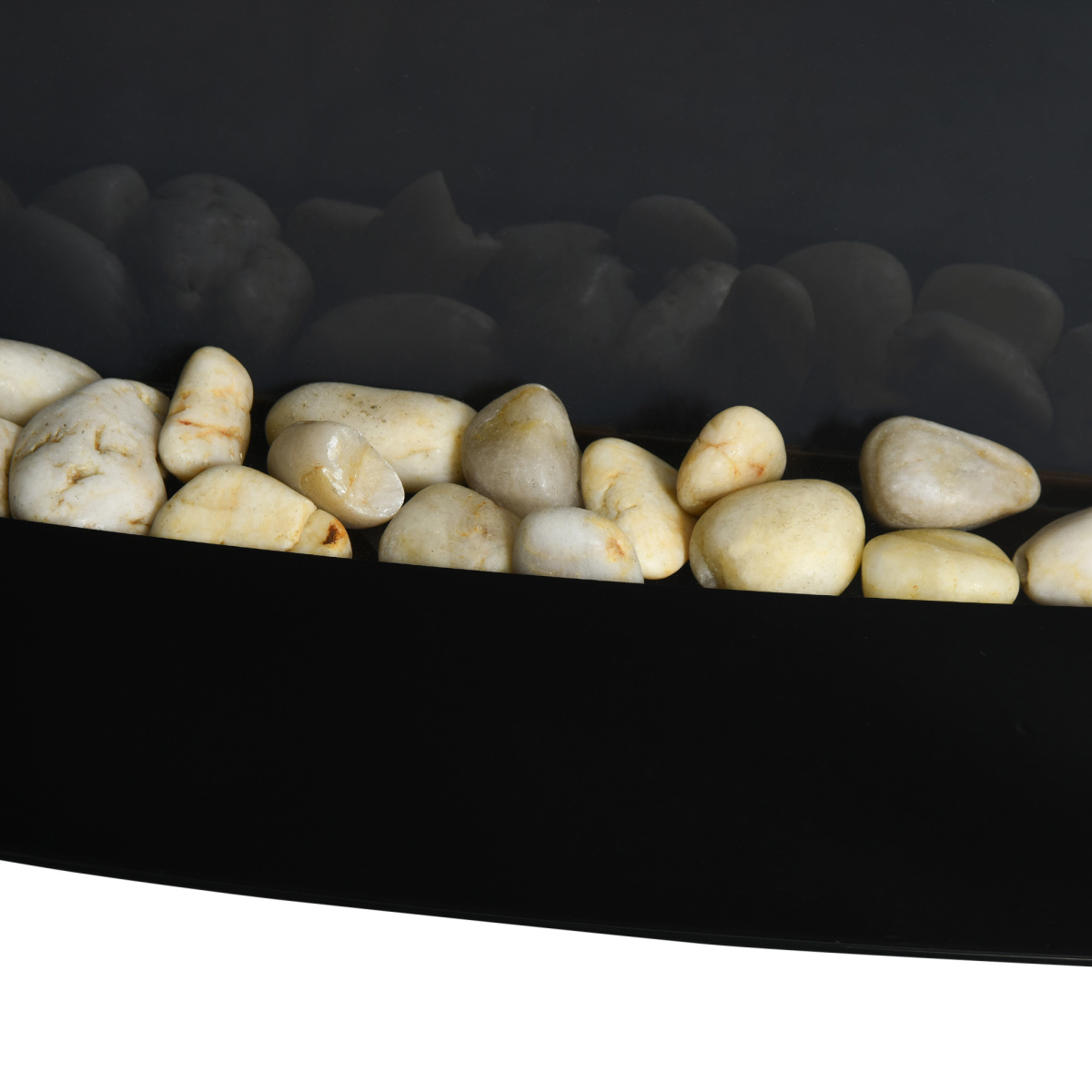 HOMCOM Wall Mounted Curved LED Electric Fireplace Heater with 7 Flame Colours & Side Lights