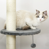Pawhut Multi-Floor Cat Tree with Scratching Post, Plush Cat Box and Toy Balls – Pet Playhouse, Light Grey