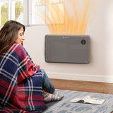 HOMCOM 1200W Quiet Electric Convector Heater with LED Display – Freestanding or Wall-Mountable, Grey