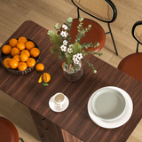 HOMCOM Folding Drop Leaf Dining Table with Drawers, Cupboard & Shelf – Space-Saving Kitchen Table, Distressed Brown