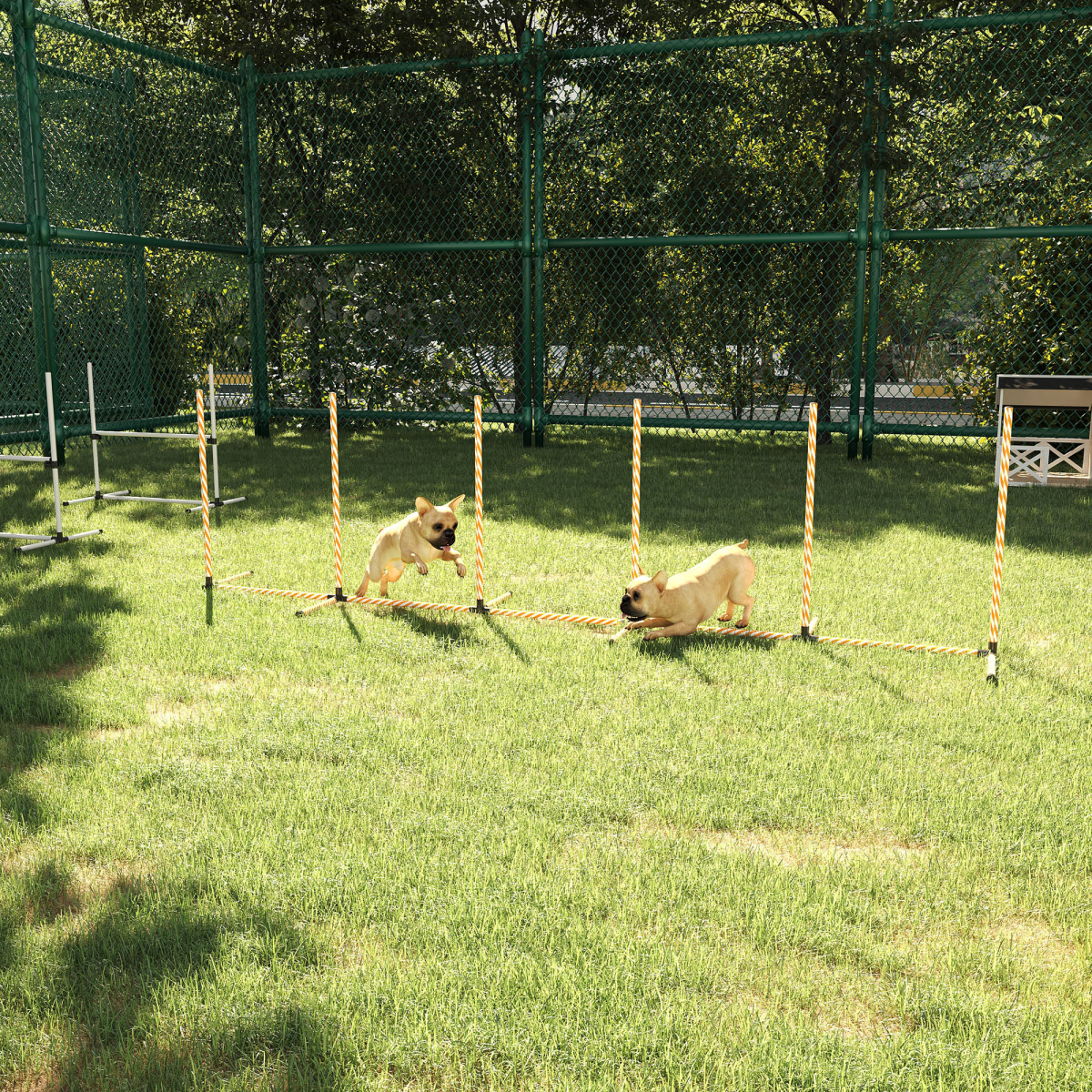 Pawhut Dog Agility Weave Poles Training Set with Whistle & Carry Bag – Slalom Obstacle Course Equipment