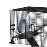 PawHut 3-Tier Hamster Cage with Deep Glass Base, Running Wheel, Food Bowl and Hut – 60 x 40 x 57cm