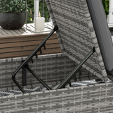 Outsunny Rattan Sun Lounger with Cushion and 5-Level Reclining Back – Steel Frame Garden Lounger, Grey