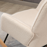 HOMCOM Wingback Nursing Rocking Chair with Curved Wooden Base & Fleece Upholstery – Nursery Armchair, Beige