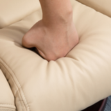 HOMCOM Swivel Manual Recliner Chair with Footrest Set – PU Leather Lounge Armchair, Beige