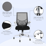 Vinsetto Mesh Swivel Office Chair with Lumbar Support and Flip-Up Armrests – Home Task Chair, Black