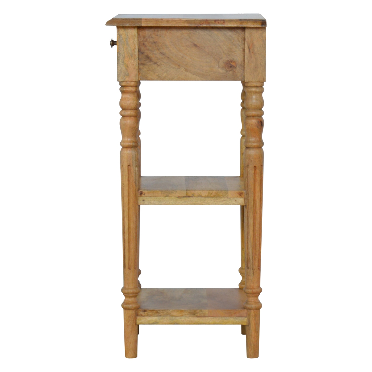 Artisan Furniture Solid Mango Wood Telephone Table, 1 Drawer & 2 Shelves – Hallway Storage, Oak-Effect Beige