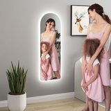 HOMCOM Arched LED Full Length Wall Mirror 120 x 40cm with Dimmable 3-Colour Lighting – Touch Control