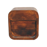 Artisan Furniture Extra Mini Curved Bedside Table with Drawer & Open Slot – Solid Mango Wood, Chestnut, Brown