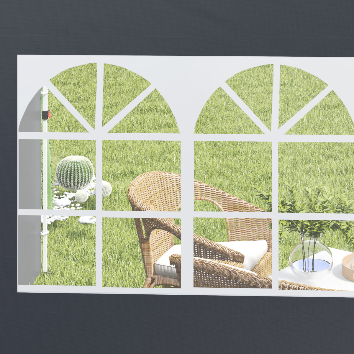 Outsunny Gazebo Replacement Side Wall Panels with Windows, 2-Piece Set, 3m x 2m – PE-Coated Oxford, Grey