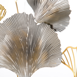HOMCOM Gold Ginkgo Leaves Metal Wall Art – 3D Hanging Sculpture, Modern Wall Decor