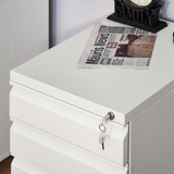 Vinsetto Mobile Vertical 3-Drawer Lockable Metal Filing Cabinet with Wheels – Under-Desk Office Storage