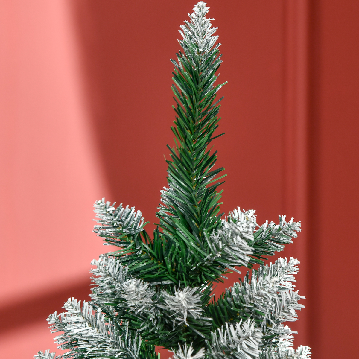 HOMCOM 5ft Snow Artificial Christmas Tree with Pine Cones, Bushy Unlit Tips & Steel Base – Holiday Home Decor