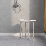 HOMCOM Mobility Shower and Bath Stool with Adjustable Height and Non-Slip Suction Feet – Aluminium Seat