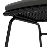 Outsunny 3-Piece Wicker Bistro Set with 2 Round Chairs, Padded Cushions & Metal-Top Coffee Table – Patio Balcony Furniture, Black/Dark Grey