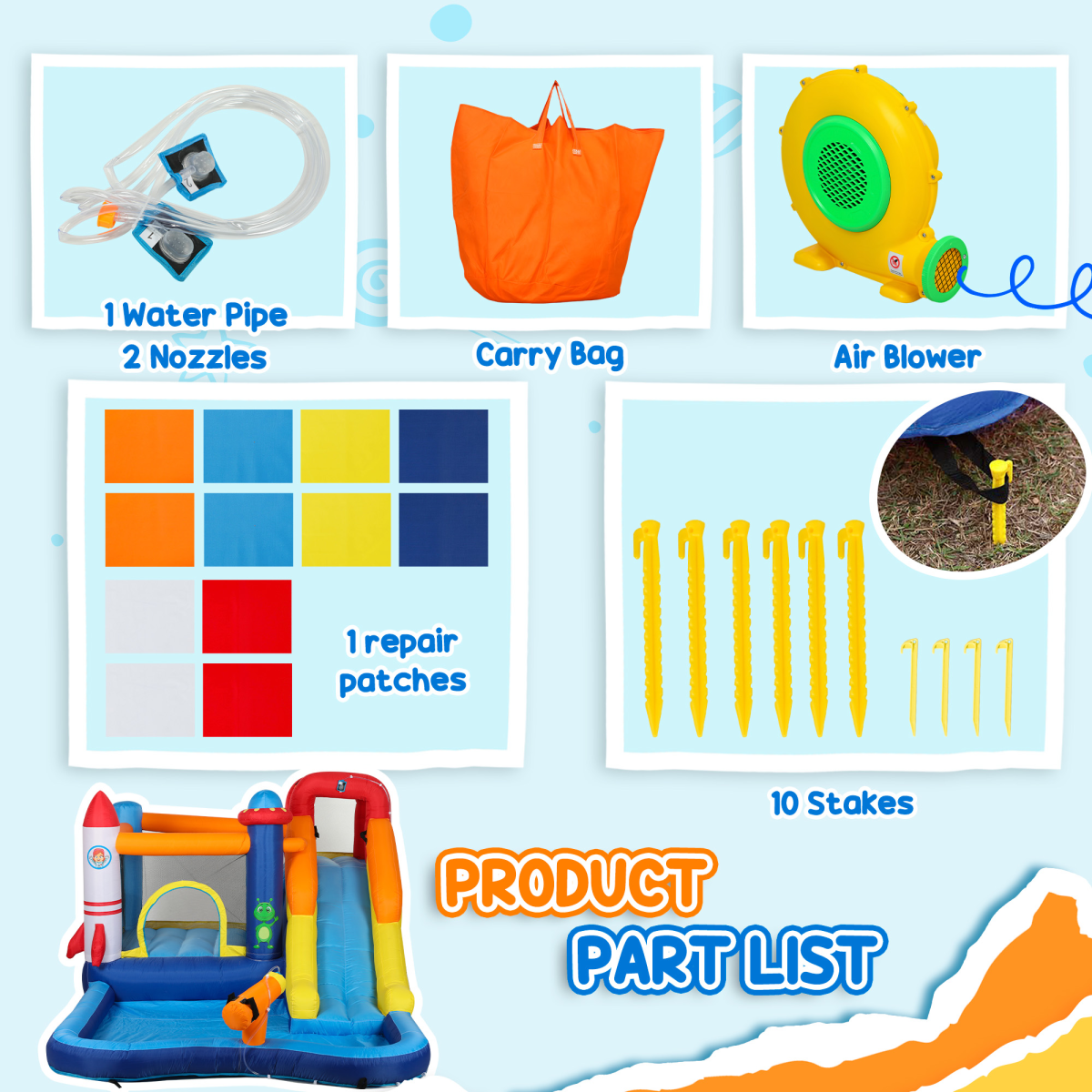 AIYAPLAY 5-in-1 Bouncy Castle with Splash Pool, Water Slide, Climbing Wall and 550W Blower – Kids Inflatable