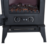 HOMCOM Freestanding Electric Fireplace Stove Heater, 1000W/2000W with LED Charcoal Flame – Cast Metal