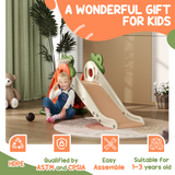 AIYAPLAY 3 in 1 Kids Slide with Climber & Basketball Hoop – Carrot Themed Foldable Indoor Playset, Ages 1-3