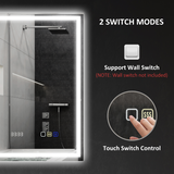 HOMCOM LED Bathroom Mirror 70 x 50cm with Bluetooth Speaker, Clock & Demister – Dimmable 3 Colour Light