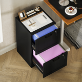 HOMCOM 2 Drawer File Cabinet with Lock and Adjustable Hanging Bars – A4 and Letter Document Storage, Black